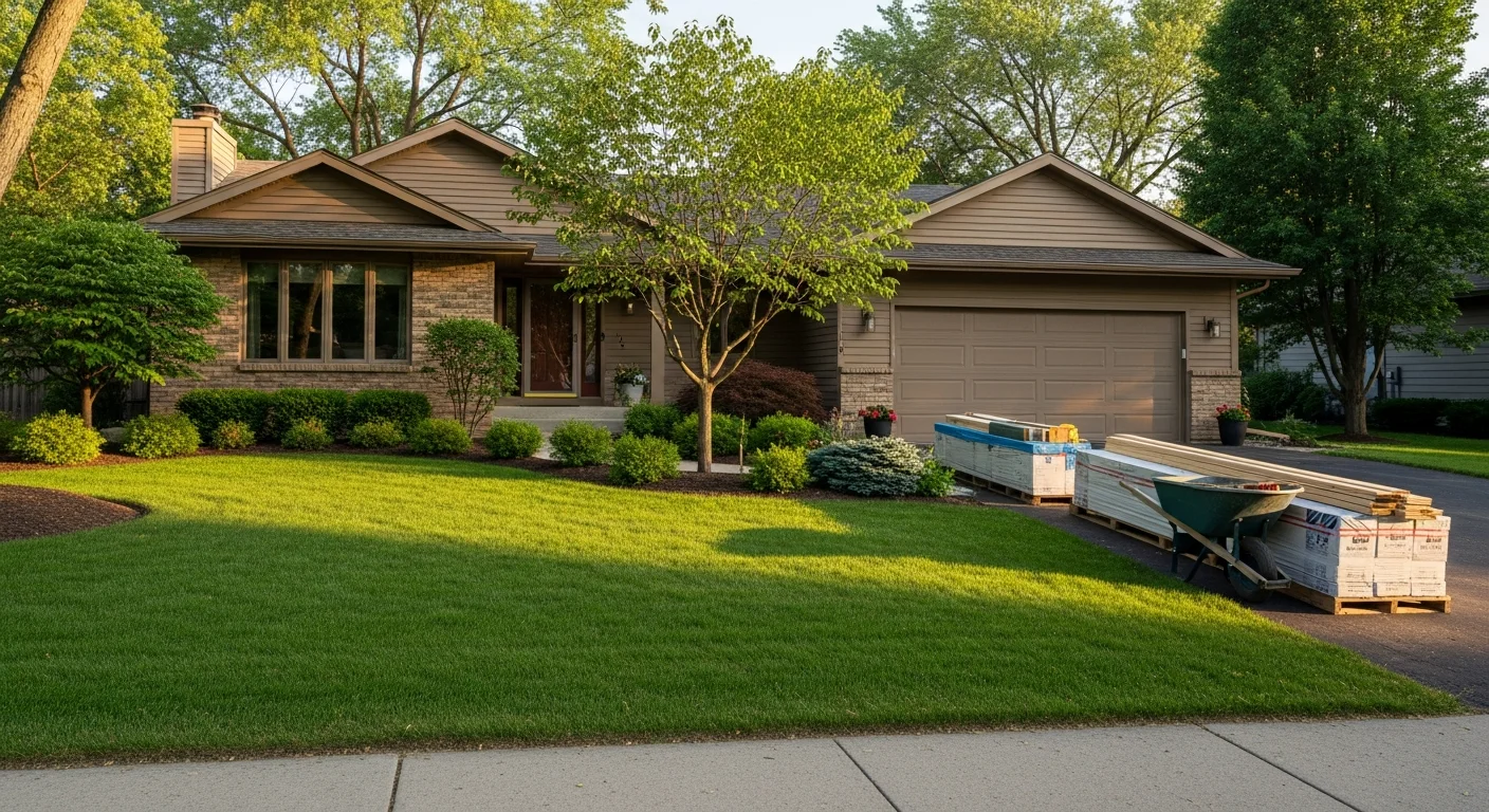 A well-maintained suburban home in Hugo with a manicured lawn and updated exterior, representing quality residential property care.