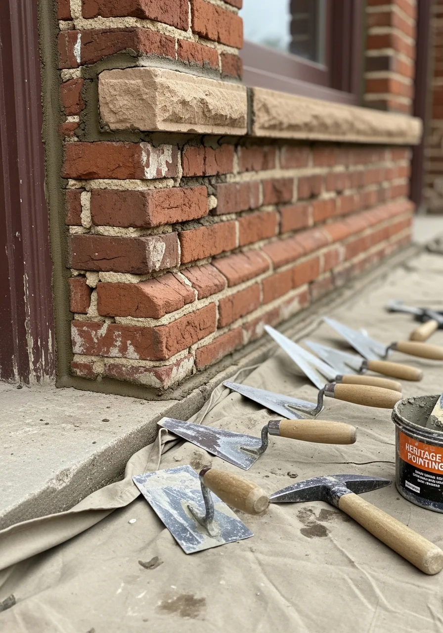 A contractor performing detailed restoration work on a Stillwater historic property, demonstrating specialized craftsmanship and heritage preservation.